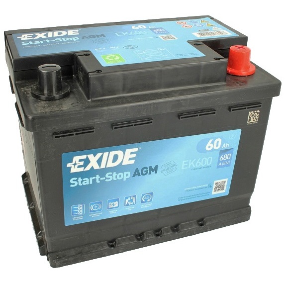 Baterie Exide Agm Start-Stop 60Ah 680A 12V EK600